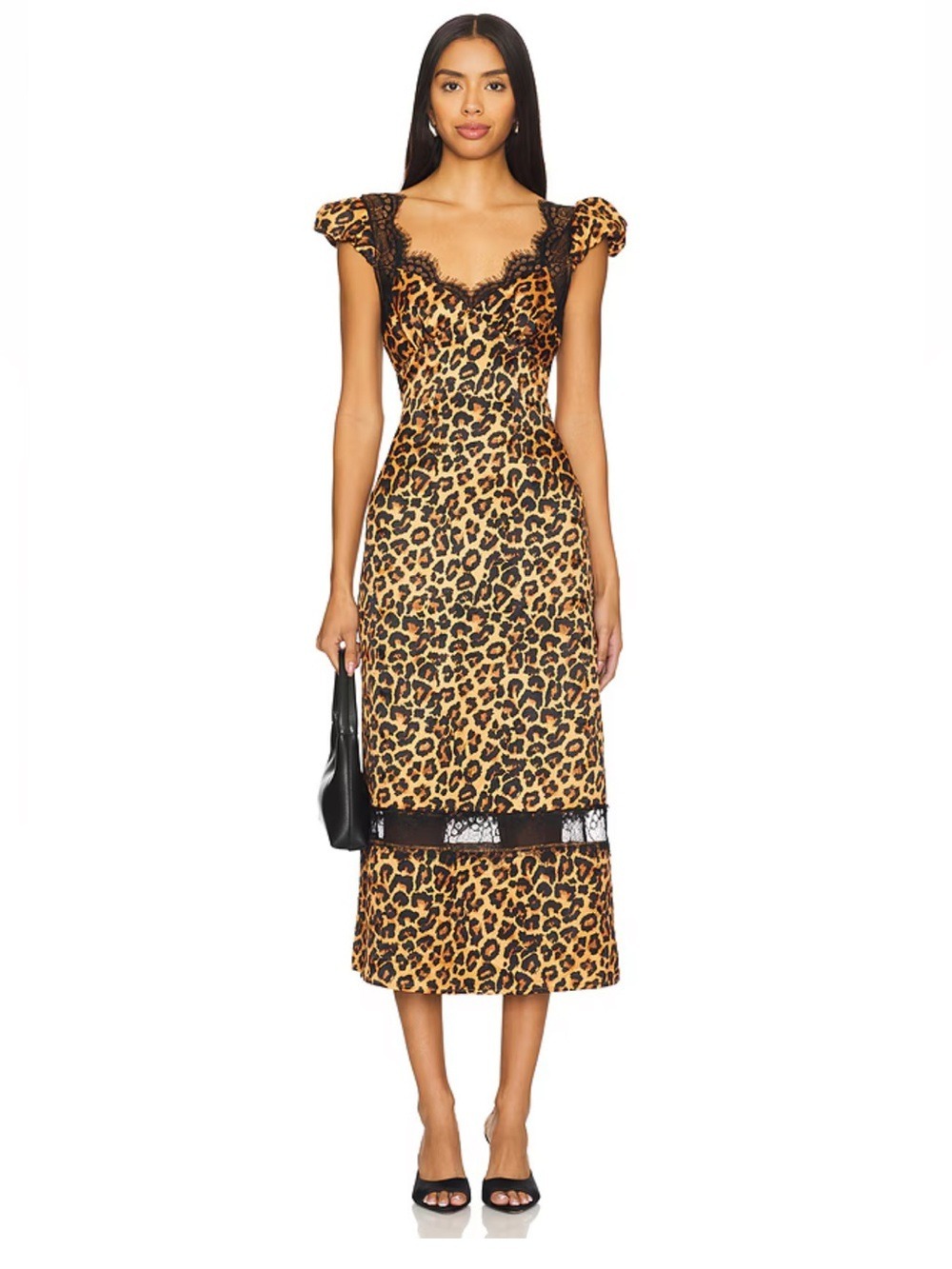 FREE PEOPLE Foolish Heart Printed Midi Dress in Natural Combo Size M